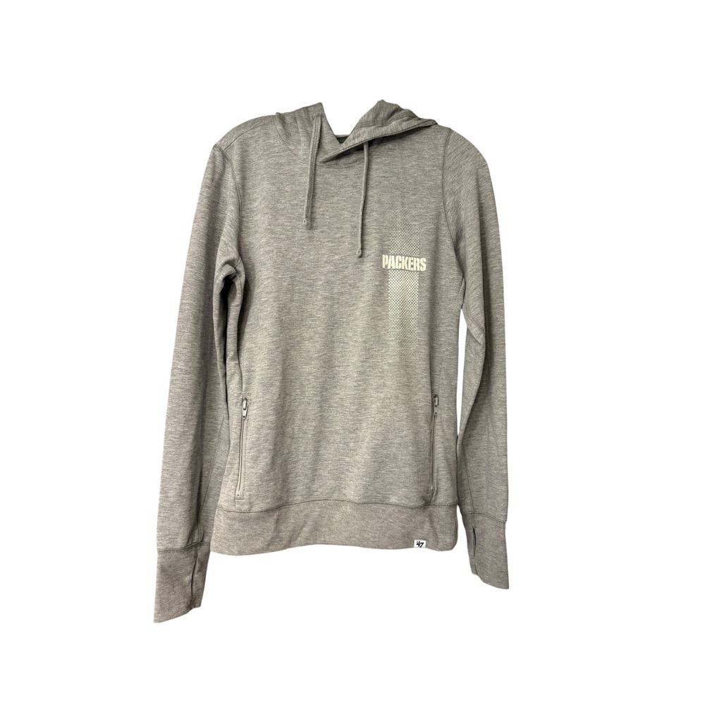 47 Brand Green Bay Packers Forward Gray Pullover Hoodie Women Small